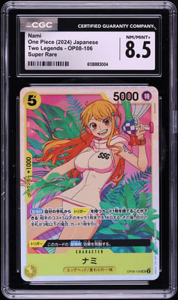2024 One Piece Japanese Two Legends SR Nami #OP08-106 CGC 8.5 NM-MT+