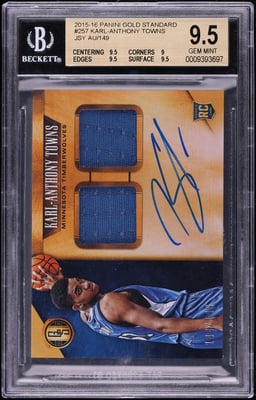 2015 Panini Gold Standard Karl-Anthony Towns ROOKIE PATCH AUTO /149 BGS 9.5 GEM