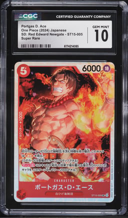 2024 One Piece Japanese Starter Deck Red Edward Newgate SR Portgas D. Ace #ST15-005 CGC 10 GEM