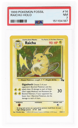 1999 Pokemon Fossil Holo Raichu #14 PSA 7