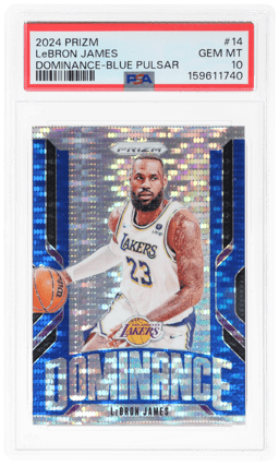 2024 Panini Prizm Dominance Prizms Blue Pulsar LeBron James #14 35/99 PSA 10