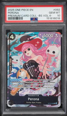 2025 One Piece Premium Best Selection Vol 4 Alt Art Perona #OP10-092 PSA 10 GEM MINT