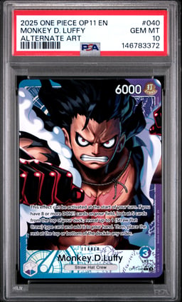 2025 ONE PIECE OP11-A FIST OF DIVINE SPEED 040 MONKEY D. LUFFY ALTERNATE ART PSA 10