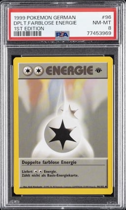 1999 POKEMON GERMAN 1ST EDITION #96 DOPPELTE FARBLOSE ENERGIE PSA 8