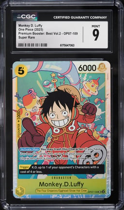 2025 One Piece Premium Booster Best Vol 2 Super Rare Monkey D. Luffy CGC 9 MINT