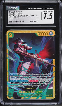 2026 One Piece The Azure Sea's Seven SEC Dracule Mihawk #OP14-119 CGC 7.5 NRMT+