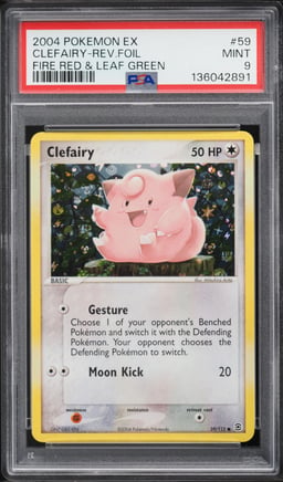 2004 Pokemon EX Fire Red & Leaf Green Reverse Holo Clefairy #59 PSA 9 MINT