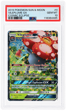 2019 Pokemon Sun and Moon Cosmic Eclipse Vileplume Gx #4 PSA 10