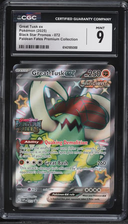 2025 Pokemon Scarlet & Violet Promo Paldean Fates Premium Full Art Great Tusk EX #72 CGC 9 MINT
