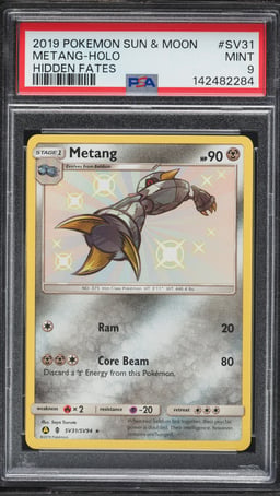 2019 Pokemon Sun & Moon Hidden Fates Shiny Metang #SV31 PSA 9 MINT