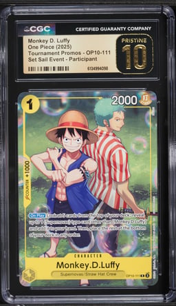 2025 One Piece Tournament Promo Set Sail Event Participant Monkey D. Luffy CGC 10 PRISTINE