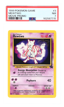 1999 Pokemon Wizards of the Coast Black Star Promo Movie Promo Mewtwo #3 PSA 7