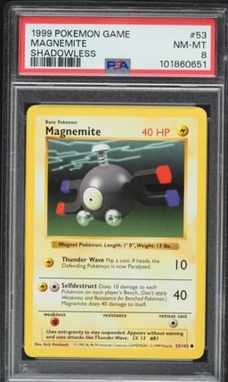 1999 Pokemon Base Set Shadowless Magnemite #53 PSA 8 NM-MT