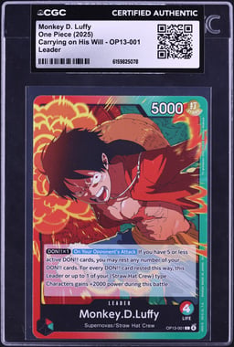 2025 One Piece Carrying On His Will Leader Monkey D. Luffy #OP13-001 CGC AUTH