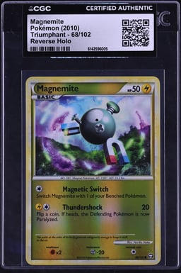 2010 Pokemon HGSS Triumphant Reverse Holo Magnemite #68 CGC AUTH