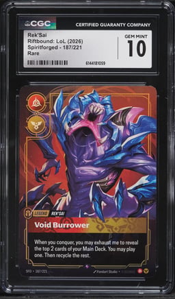 2026 Riftbound League Of Legends LoL Spiritforged Rek'Sai #187 CGC 10 GEM MINT