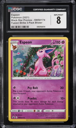 2021 Pokemon Sword & Shield Promo Fusion Strike Holo Espeon #SWSH174 CGC 8 NM-MT