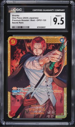 2024 One Piece Japanese Premium Booster Best SEC Shanks #OP01-120 CGC 9.5 MINT+