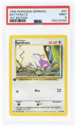 1999 Pokemon Base Set German 1st Edition Rattata #61 PSA 9