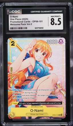 2025 One Piece Promo Welcome Pack Volume 2 Alt Art O-Nami #OP06-101 CGC 8.5 NM-MT+
