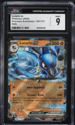 2025 Pokemon Scarlet & Violet Prismatic Evolutions Holo Lucario ex #51 CGC 9