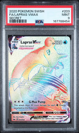2020 Lapras VMAX #203 Sword & Shield PSA 9.0