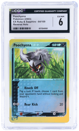 2003 Pokemon Ex Ruby and Sapphire Reverse Holo Poochyena #64 CGC 6