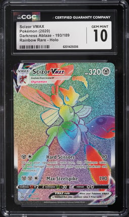 2020 Pokemon Sword & Shield Darkness Ablaze Rainbow Rare Scizor VMAX #193 CGC 10 GEM MINT
