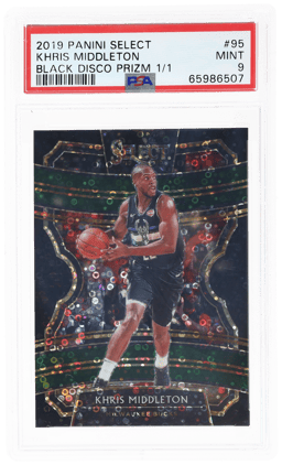 2019 Panini Select Concourse Disco Black Prizm Khris Middleton #95 1/1 PSA 9