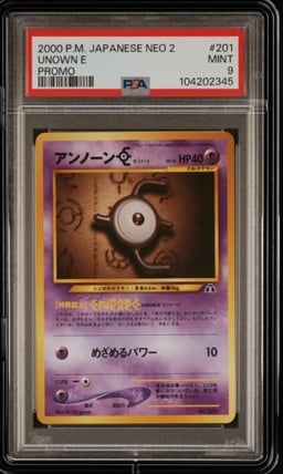 2000 POKEMON JPN NEO 2 PROMO PROMO #201 UNOWN E PSA 9