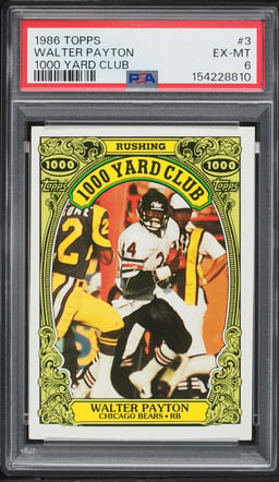 1986 Topps 1000 Yard Club Walter Payton #3 PSA 6 EXMT