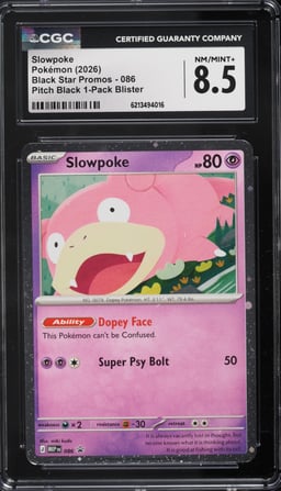 2026 Pokemon Mega Evolution Black Star Promo Pitch Black 1-Pack Blister Slowpoke #086 CGC 8.5