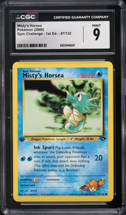 2000 Pokemon Gym Challenge 1st Edition Misty's Horsea #87 CGC 9 MINT