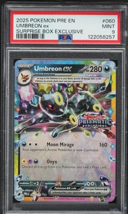 2025 Pokemon SV Prismatic Evolutions Surprise Box Holo Umbreon ex #60 PSA 9 MINT