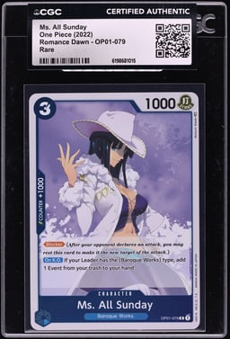 2022 One Piece Romance Dawn Ms. All Sunday #OP01-079 CGC AUTH