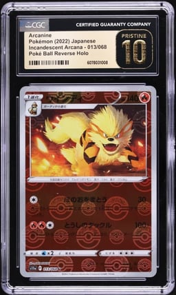 2022 Pokemon Japanese SV Incandescent Arcana Poke Ball Rev Holo Arcanine CGC 10