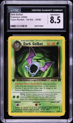2000 Pokemon Team Rocket 1st Edition Dark Golbat #24 CGC 8.5 NM-MT+