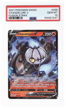 2021 Pokemon Sword and Shield Fusion Strike Chandelure V #039 PSA 10