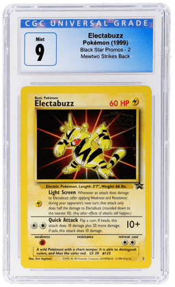 1999 Pokemon Wizards of the Coast Black Star Promo Mewtwo Strikes Back Electabuzz #2 CGC 9