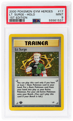 2000 Pokemon Gym Heroes 1st Edition Holo Lt Surge #17 PSA 9
