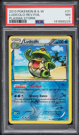 2013 Pokemon Black & White Plasma Storm Reverse Holo Ludicolo #31 PSA 7 NRMT