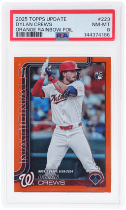 2025 Topps Update Orange Rainbow Foil Dylan Crews #US223 PSA 8