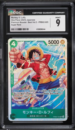 2025 One Piece Japanese Premium Booster Best Vol 2 SR Monkey D. Luffy #PRB2-005 CGC 9 MINT