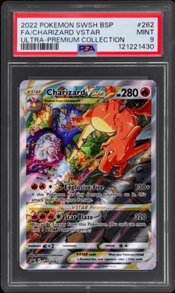 2022 Pokemon Sword and Shield Black Star Promo Premium Collection Charizard Vstar #SWSH262 PSA 9