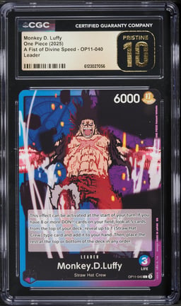 2025 One Piece A Fist of Divine Speed Monkey D Luffy #OP11-040 CGC 10 PRISTINE