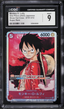 2022 One Piece Japanese Straw Hat Crew SR Monkey D. Luffy #ST01-012 CGC 9 MINT