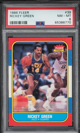 1986 Fleer Basketball Rickey Green #39 PSA 8 NM-MT