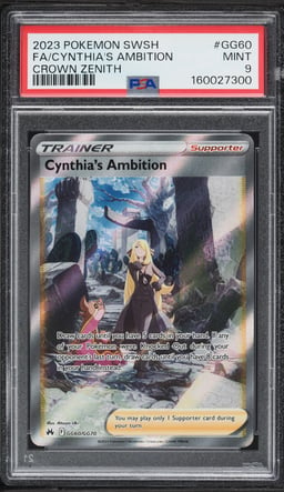2023 Pokemon Sword & Shield Crown Zenith Full Art Cynthia's Ambition #GG60 PSA 9 MINT
