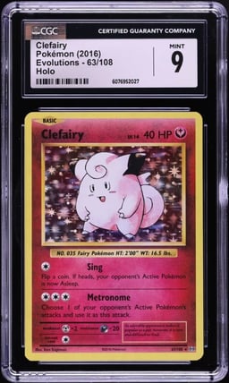 2016 Pokemon XY Evolutions Holo Clefairy #63 CGC 9 MINT