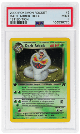 2000 Pokemon Team Rocket 1st Edition Holo Dark Arbok #2 PSA 9